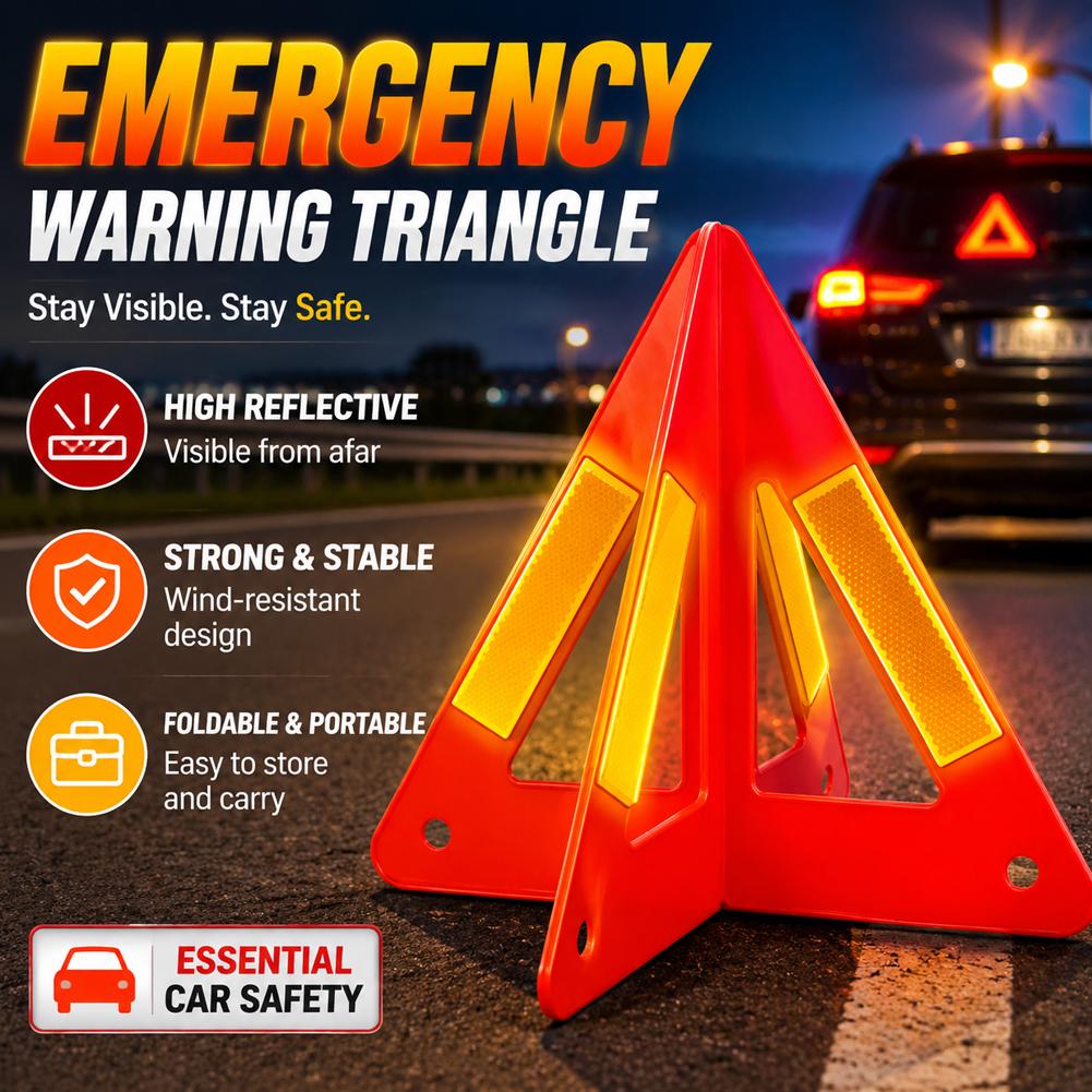 Emergency Exit Sign - Reflecterend driehoekig waarschuwingsbord Rood statief Opgevouwen