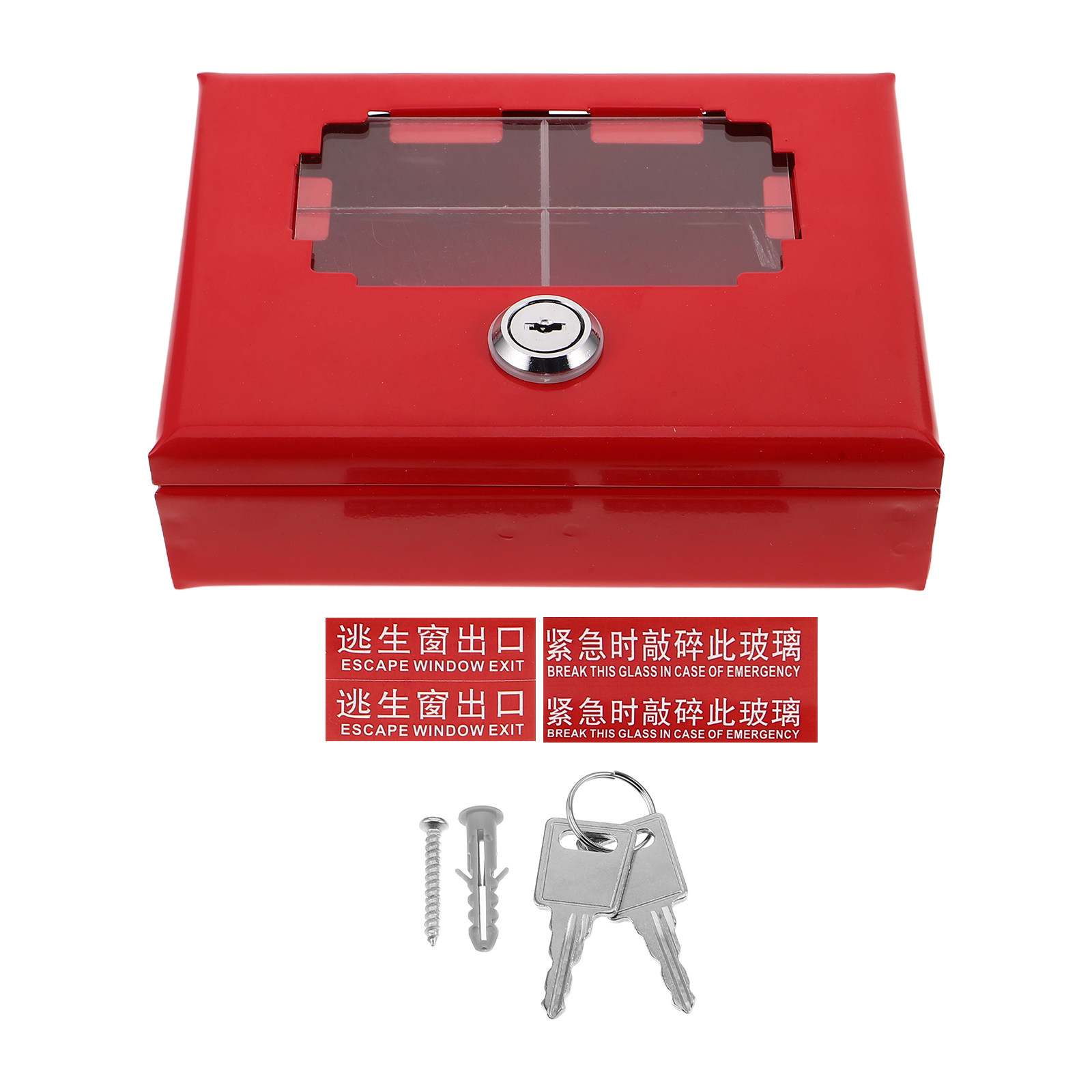 Lockbox Key Secure - Metalen deurslotbox, wandmontage, noodtoegangssleutelbox, breukbaar glas,